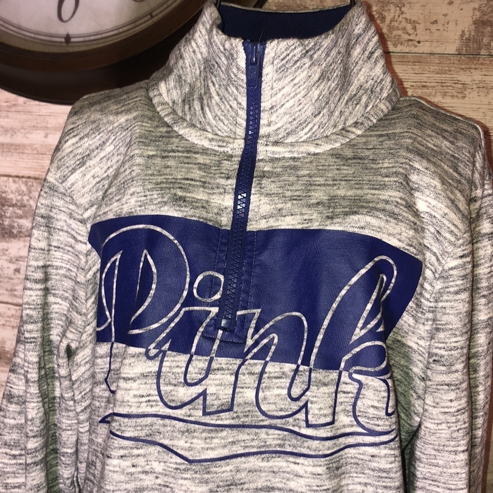 Victoria’s Secret pink quarter zip sweatshirt purple/blue and gray size XS TOP‌ - Picture 3 of 6